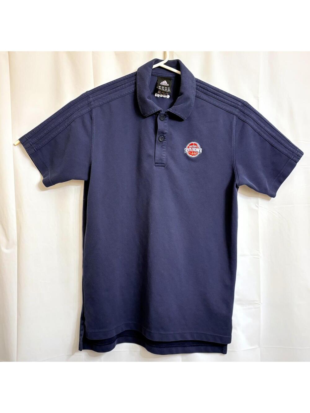 Adidas Men's NBA Detroit Pistons Polo Shirt Medium M Blue Embroidered Logo